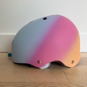 Bike Helmet by Triple Eight, Gradient Pink and Orange Helmet, youth small